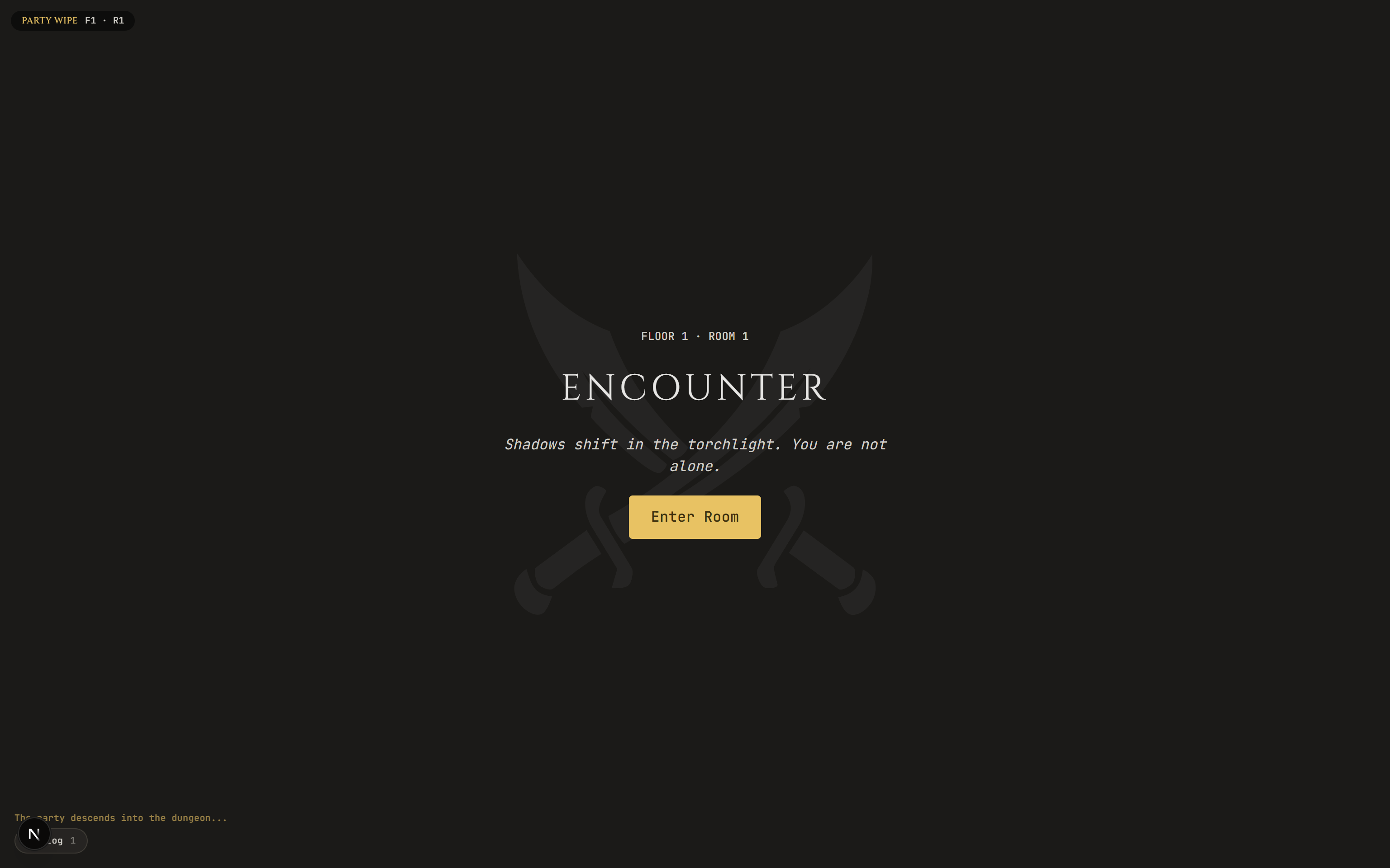 Room preview — encounter incoming, enemy lineup, zones